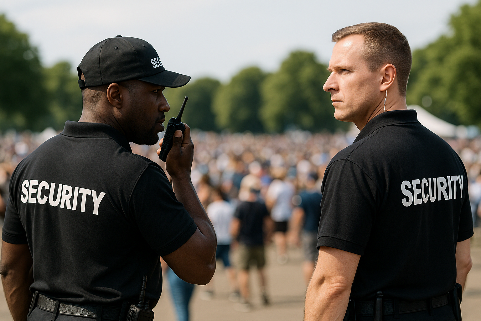 Security Guards talking on radio