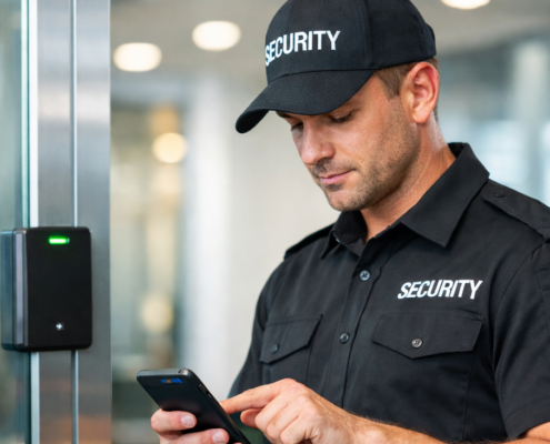 Security guard using mobile device for real-time patrol verification in a smart building