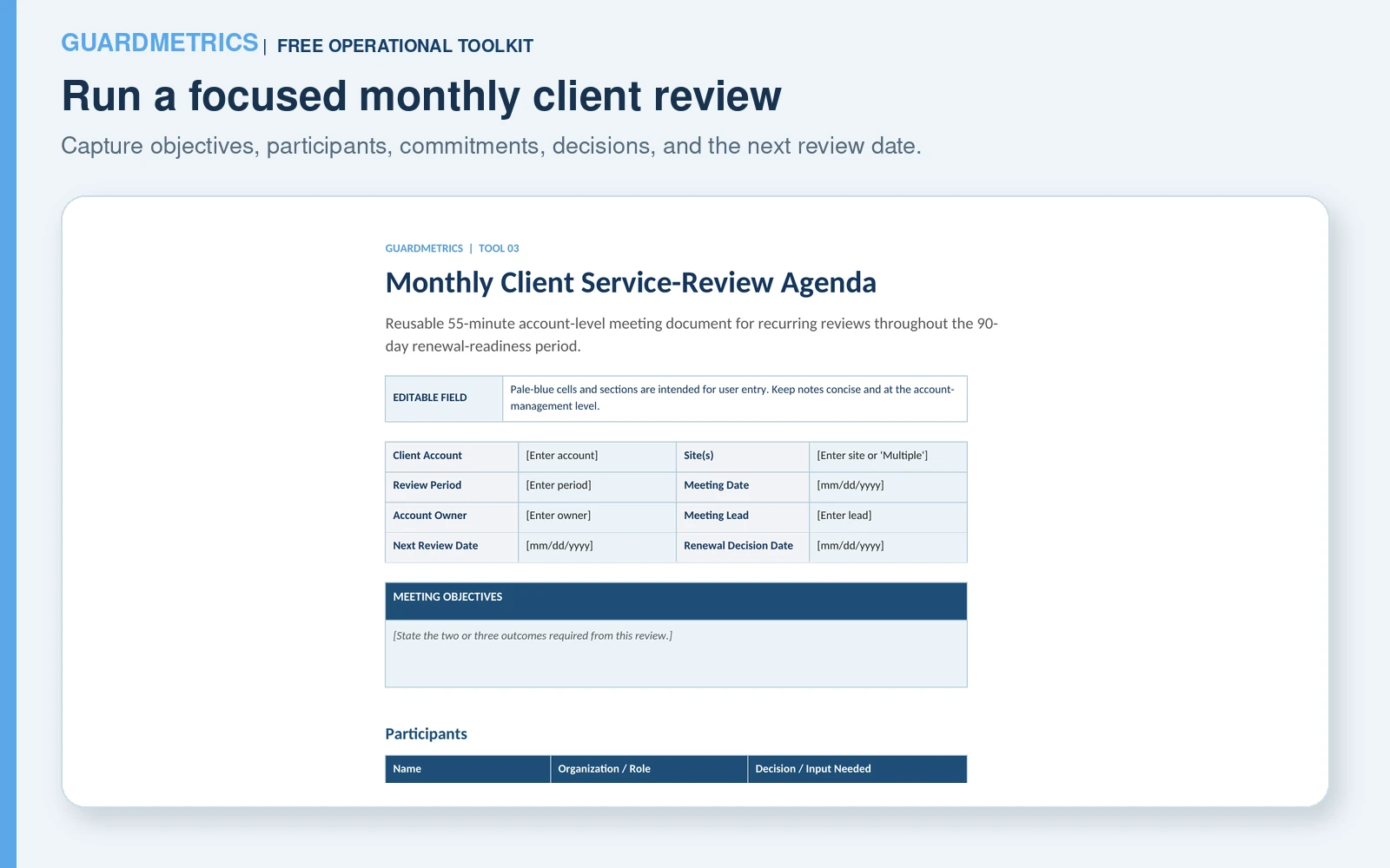 Monthly Client Service-Review Agenda preview