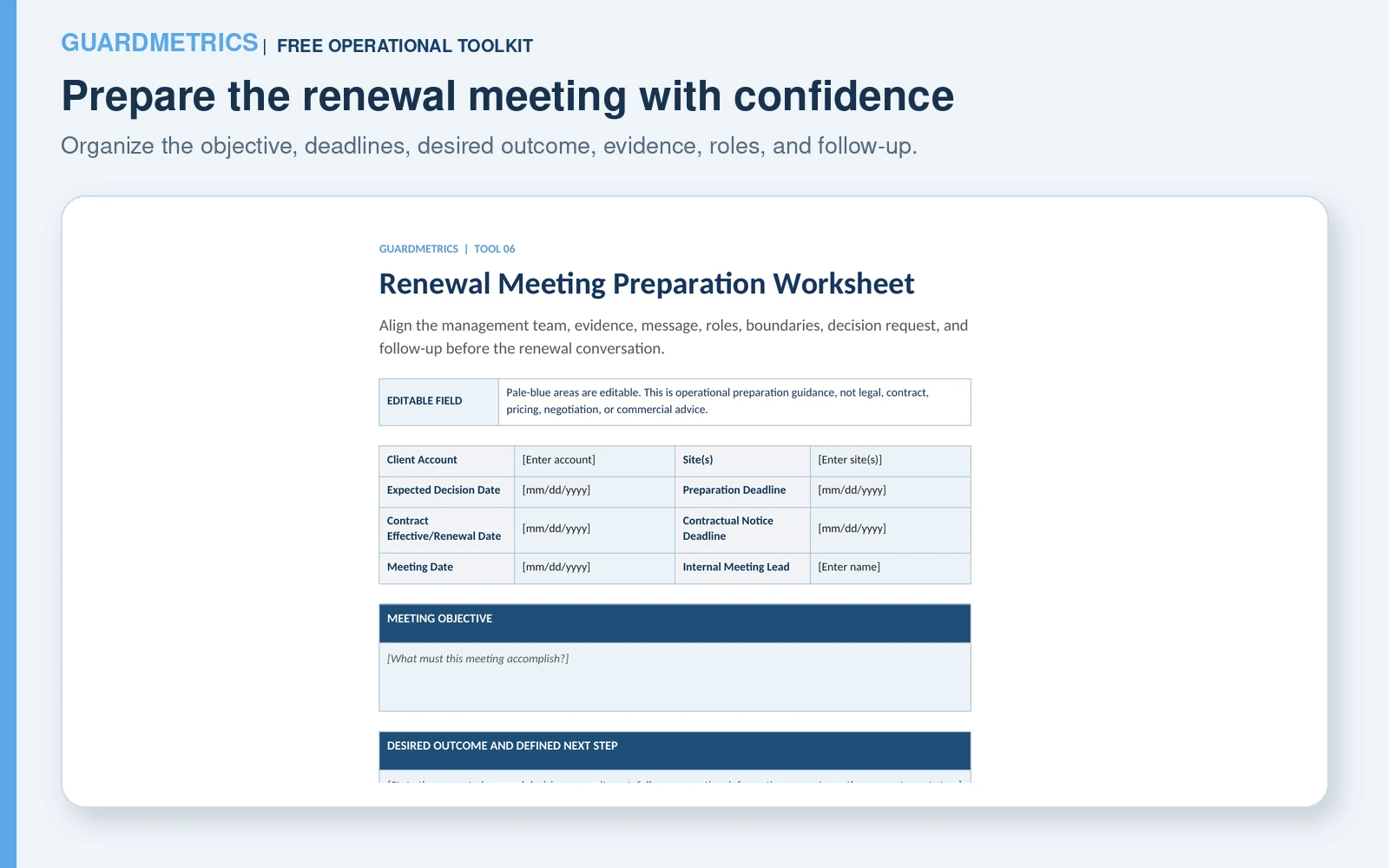 Renewal Meeting Preparation Worksheet preview